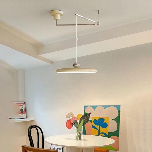 跨境餐厅灯新款简约现代包豪斯摇臂可移位飞碟吧台餐桌灯轻奢吊灯