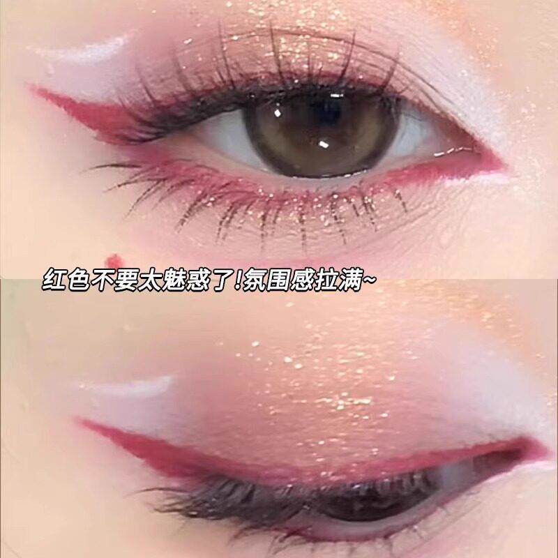 新中式狐狸眼线YWN!酒红色眼线不笔 防水防汗晕染持久胶极细眼
