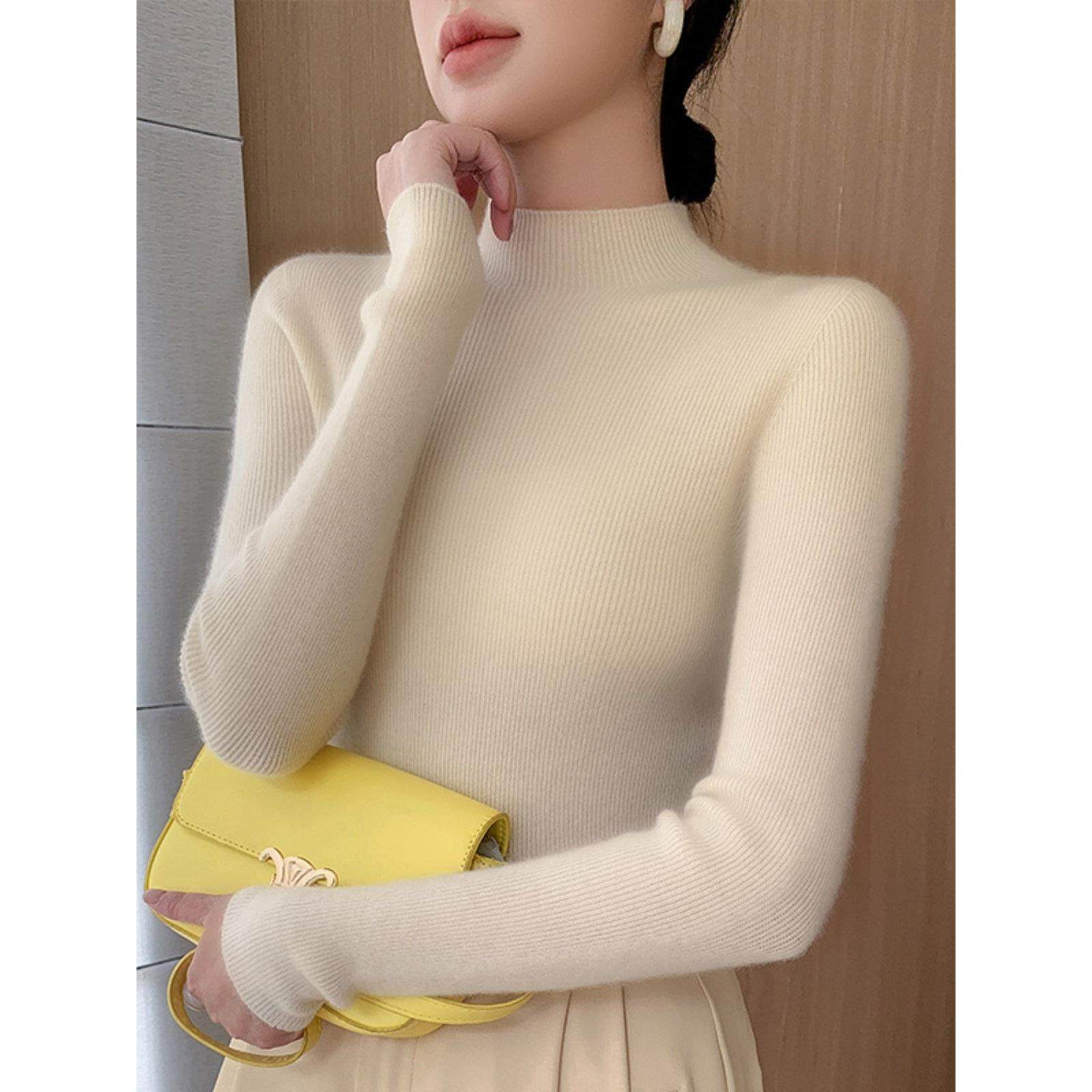 一线成衣高领毛衣女秋冬修身显瘦针织衫纯色气质软糯亲肤百搭打底