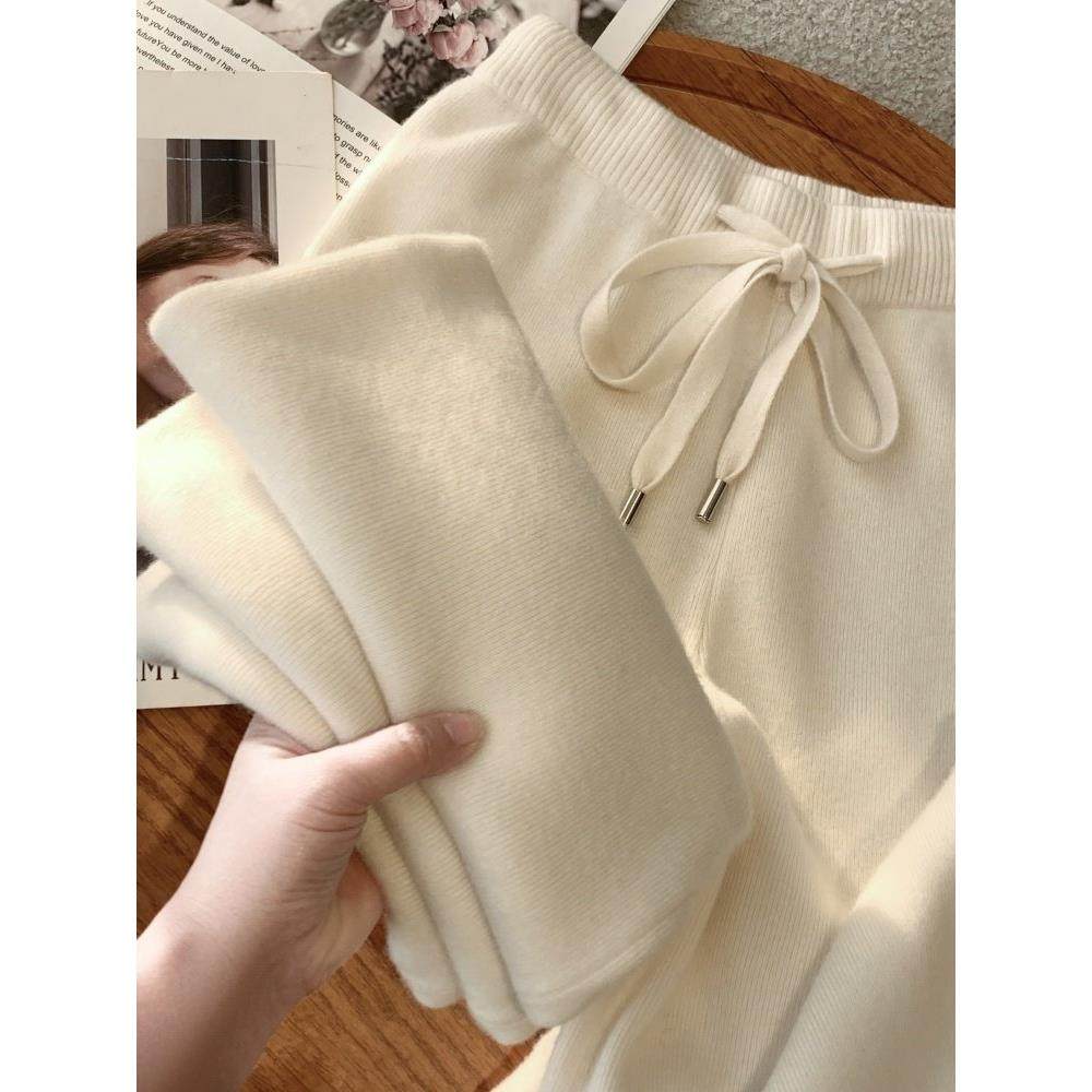 秋冬加厚100%柔软爆款穿搭羊绒裤女针织阔腿裤羊毛直筒白色裤子,女装/女士精品,休闲裤,淘宝优惠券,粉丝福利购,淘宝优惠卷