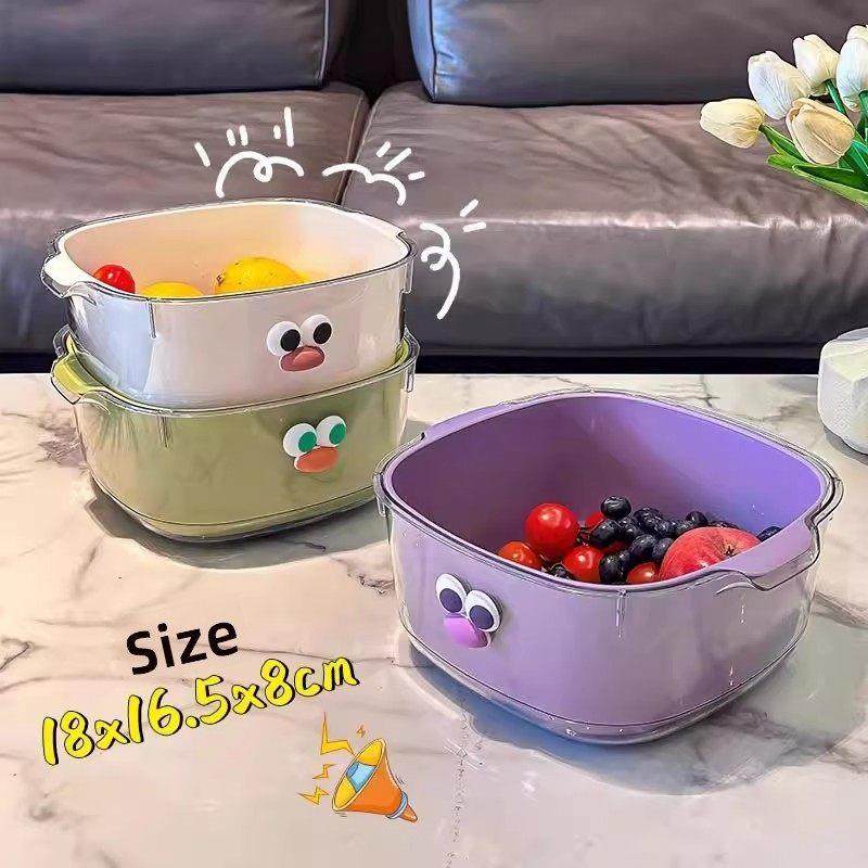 双层多巴胺果盘沥水篮家用水果篮子清洗滤水二合一加厚果盘洗菜篮,餐饮具,果盆/果盘/果篮,淘宝优惠券,粉丝福利购,淘宝优惠卷