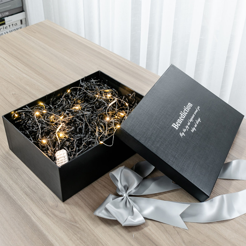 超大新款长方形礼品盒子黑色礼物盒大码生日礼盒空盒流星球包装$