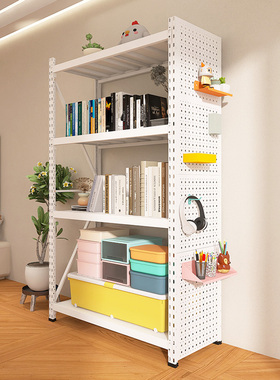 白色置物架洞洞板货架多层家用客厅书架阳台储物间地下室收纳架子