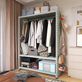 峰阳灰绿货架衣架家用卧室出租房金属开放式 c2落地洞洞板挂衣架t1