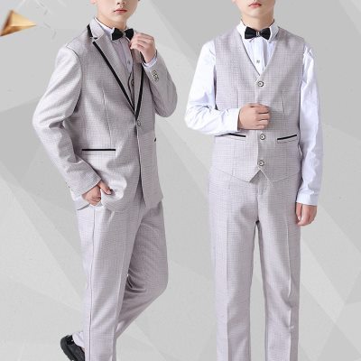男童西装套装青少年钢琴表演礼服胖男孩主持人演出服大童朗诵西服