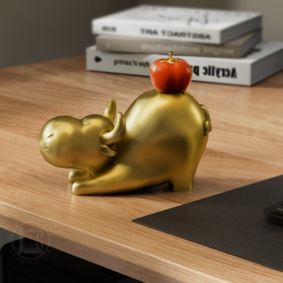 牛柿客厅桌面摆件办公室证券公司送礼涨停炒股礼物家居装饰品牛市