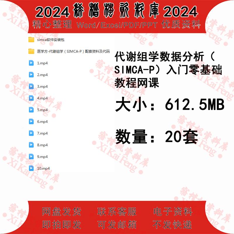 代谢组学数据分析SIMCA-P入门零基础教程网课代谢组学资料及代码