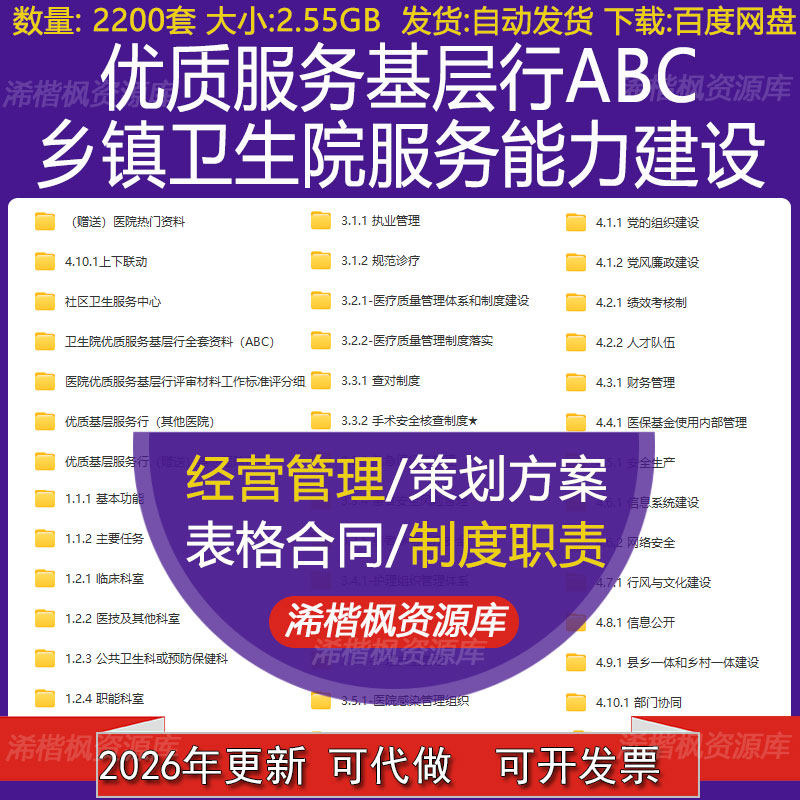 优质服务基层行乡镇卫生院服务能力建设全套资料2026新版ABC条款