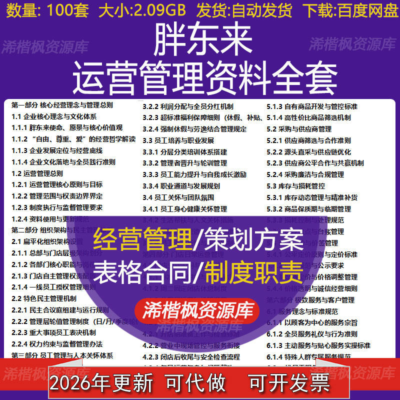 胖东来运营管理案例分析服务标准绩效考核企划常识及售后实操手册