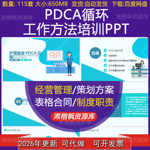 PDCA循环工作方法培训PPT成品课件模版护理PDCA品管圈案例汇报