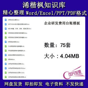 企业研发费用台账模板高新技术企业认定相关制度模板税务备查资料