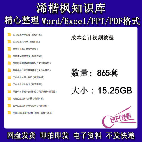 成本会计视频教程网课做账真账实操财务制度企业成本核算课程合集