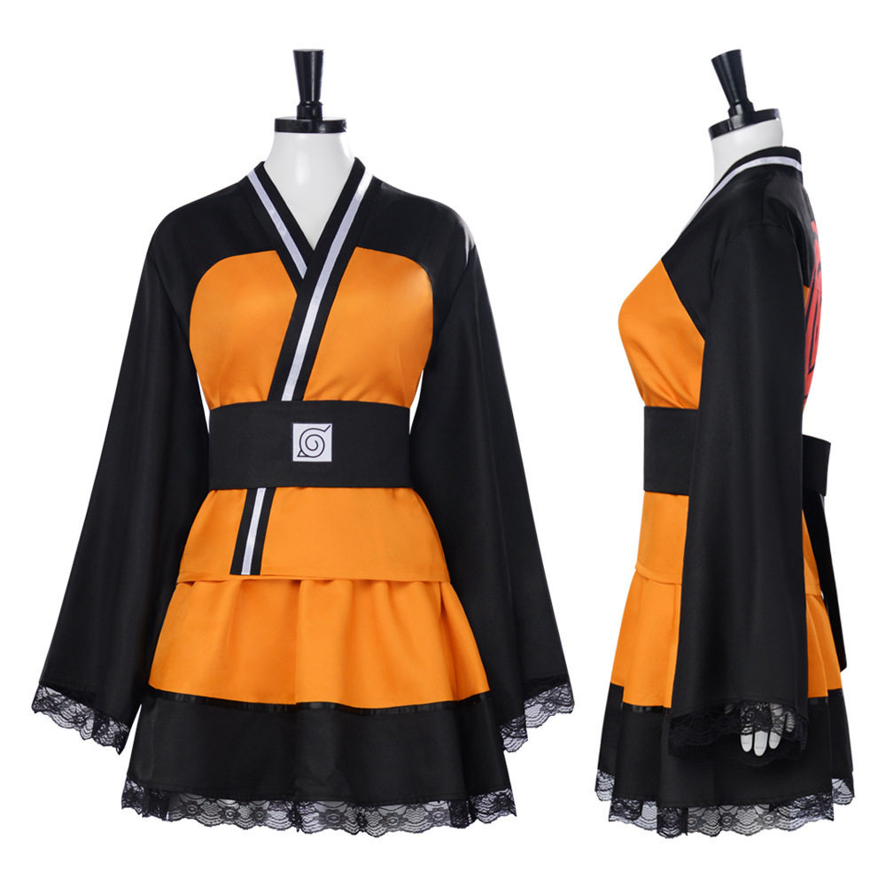 日系动漫火影忍者疾风传cos服 漩涡鸣人和服cosplay 万圣节演出服