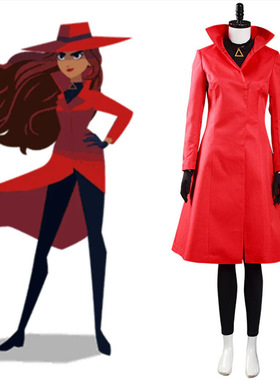 大神偷卡门cos服圣诞节大衣Carmen红色风衣cosplay跨境万圣节外套