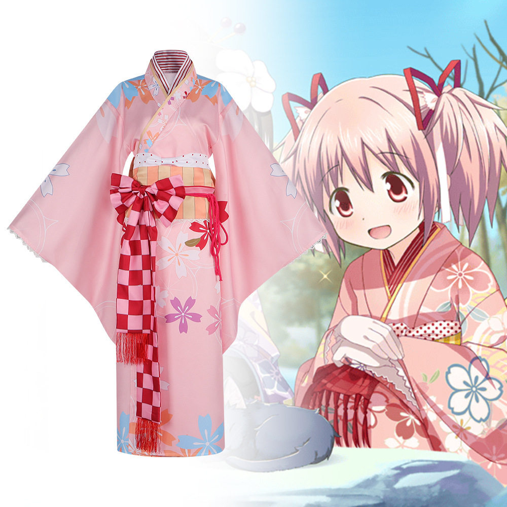 魔法少女小圆cos服鹿目圆cosplay日系浴衣和服动漫角色扮演服装
