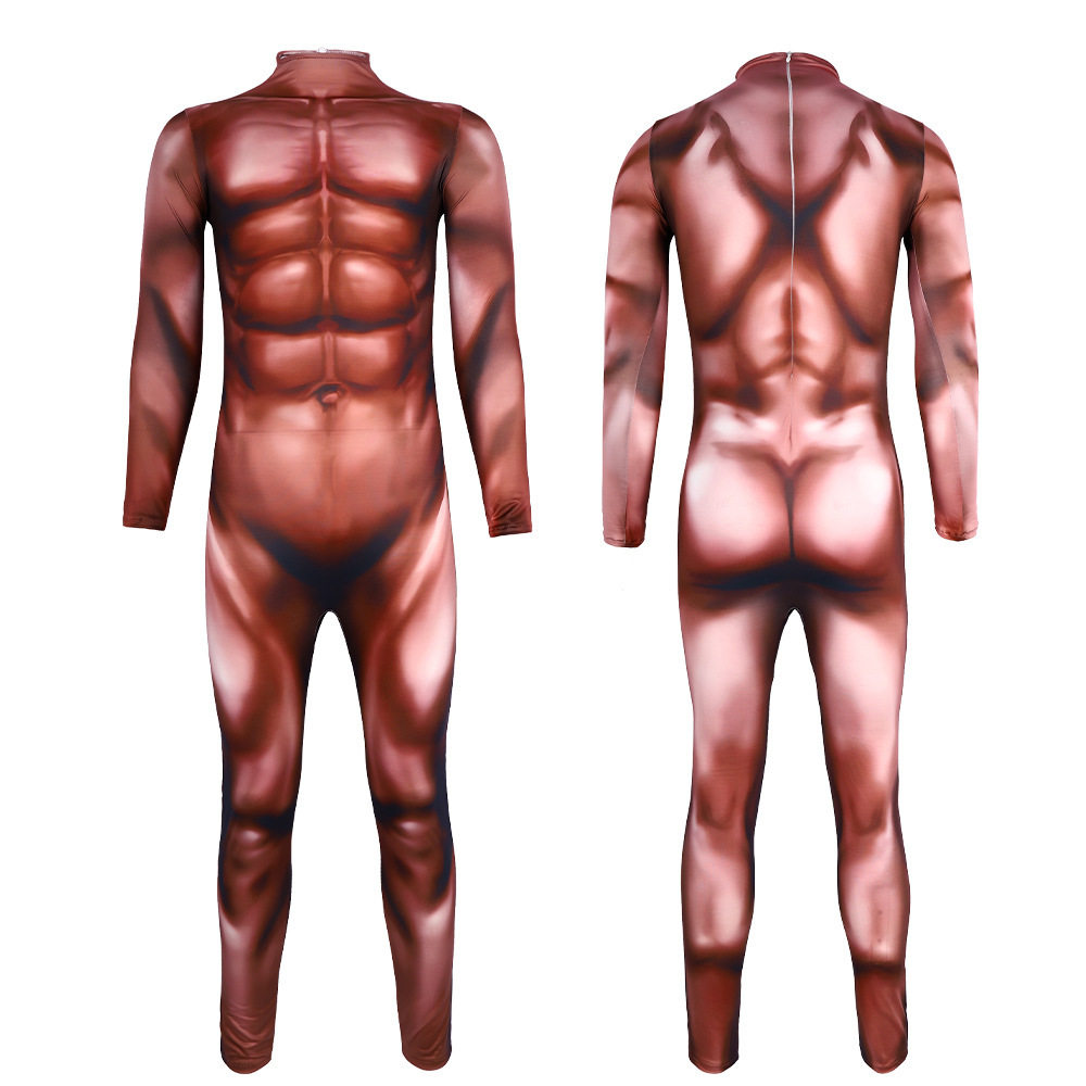 万圣节肌肉cosplay舞台表演服搞怪派对服装3D数码印花紧身连体衣