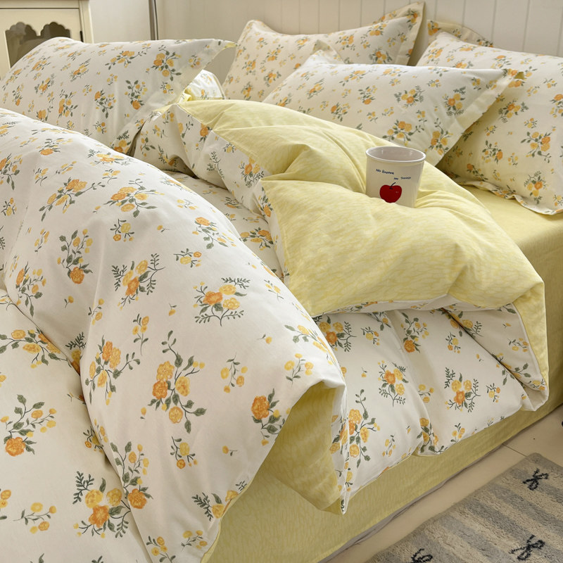 100%棉简约4件套A类全棉学生宿舍被套床单枕套四季通用床上用品冬