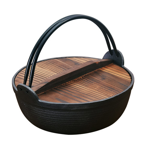 无涂层加厚铸铁炖锅日式寿喜锅不粘锅老式铁锅家用小炒锅日本汤锅