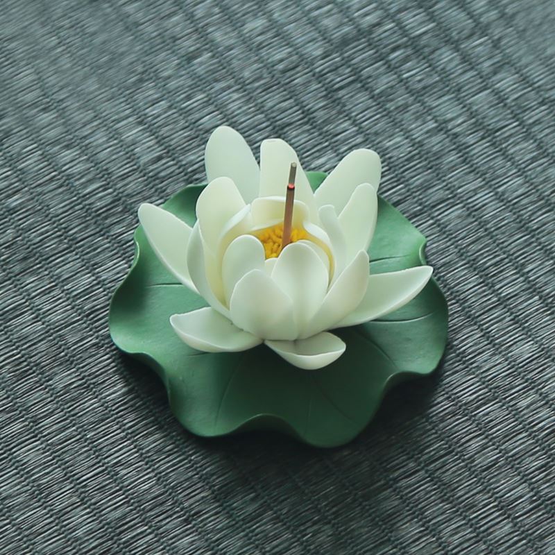 记今朝 手工陶瓷莲花香插睡莲荷花线香熏香炉茶宠摆件