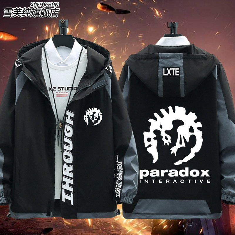 paradox interactive p社游戏logo衣服连帽夹克男女学生休闲外套