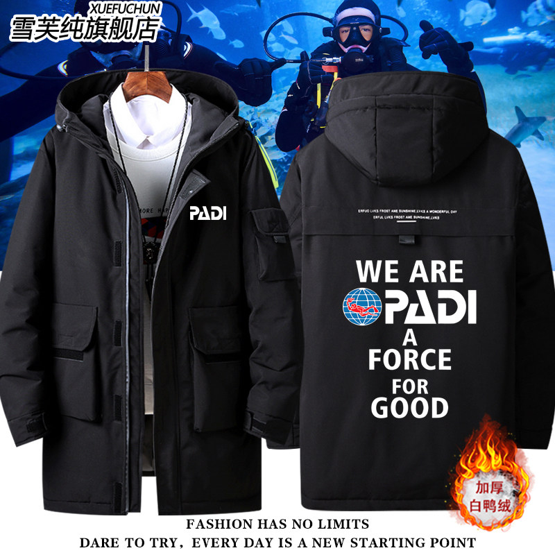PADI潜水教练CMAS世界潜联会羽绒服外套男女潮牌衣服美式定制夹克