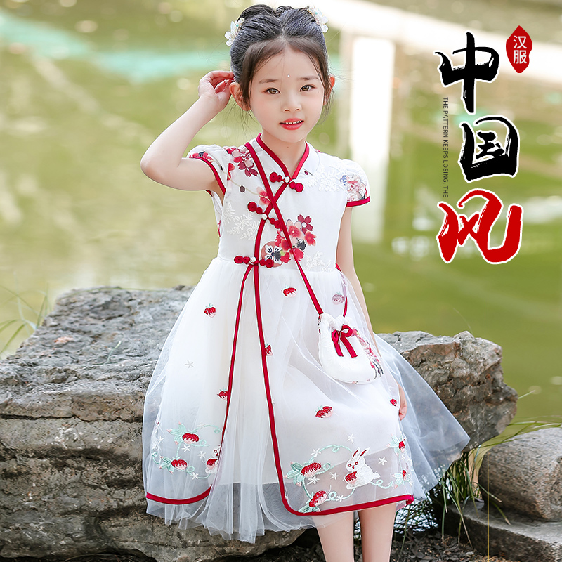 女童汉服古装裙子短袖唐装夏季裙