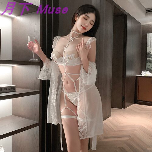 蕾丝钢圈半罩杯珍珠连乳夹套装