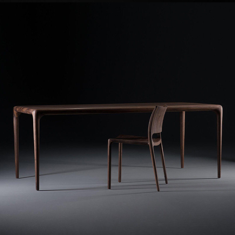 北美黑胡桃木餐桌北欧长方形简约意式风纯实木饭桌设计师原木家具