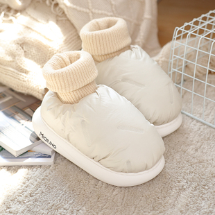 羽绒布棉拖鞋女士冬季家用室内家居2022年新款包跟高帮保暖棉鞋男