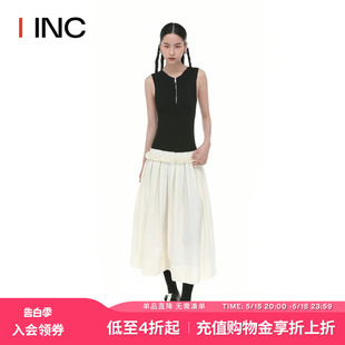 IINC 春夏撞色拼接无袖 PLAN 长款 连衣裙女 C设计师品牌