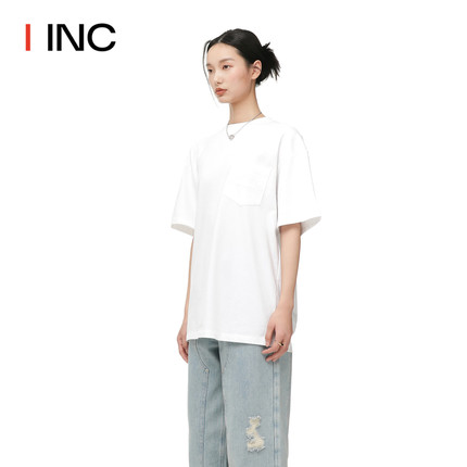 【YCH 设计师品牌】IINC 24SS新款纯色口袋刺绣短袖T恤上衣女