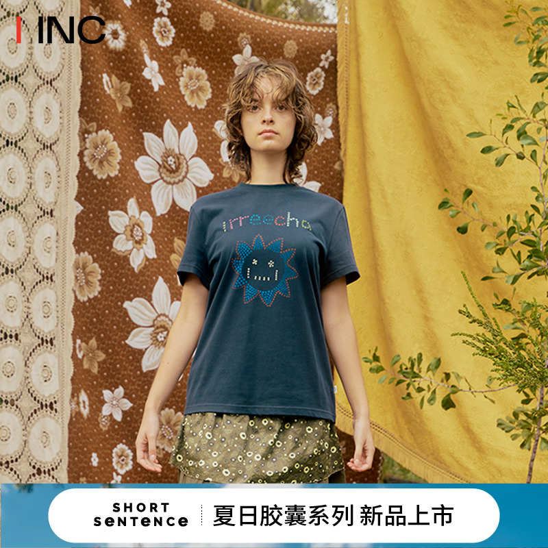 SHORT SENTENCE短句夏日胶囊系列太阳手绘印花短袖T恤百搭IINC