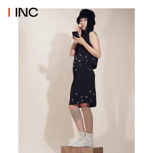 IINC春夏黑色花朵烫钻背心半身裙 折扣 PEPPERMIER 设计师品牌