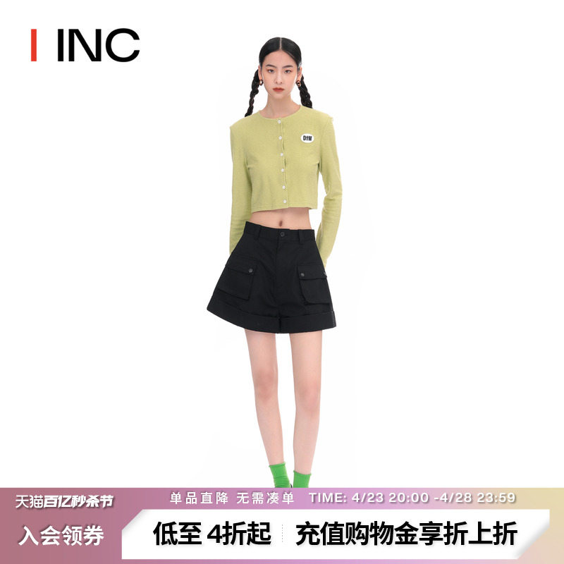 【DTW品牌设计师】IINC 23SS新款修身纯色口袋工装短裤下装女