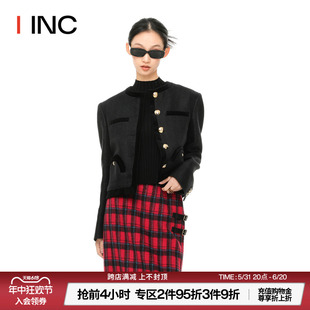 24SS新款 IINC 短外套女 BLAZE设计师品牌 黑色金扣修身