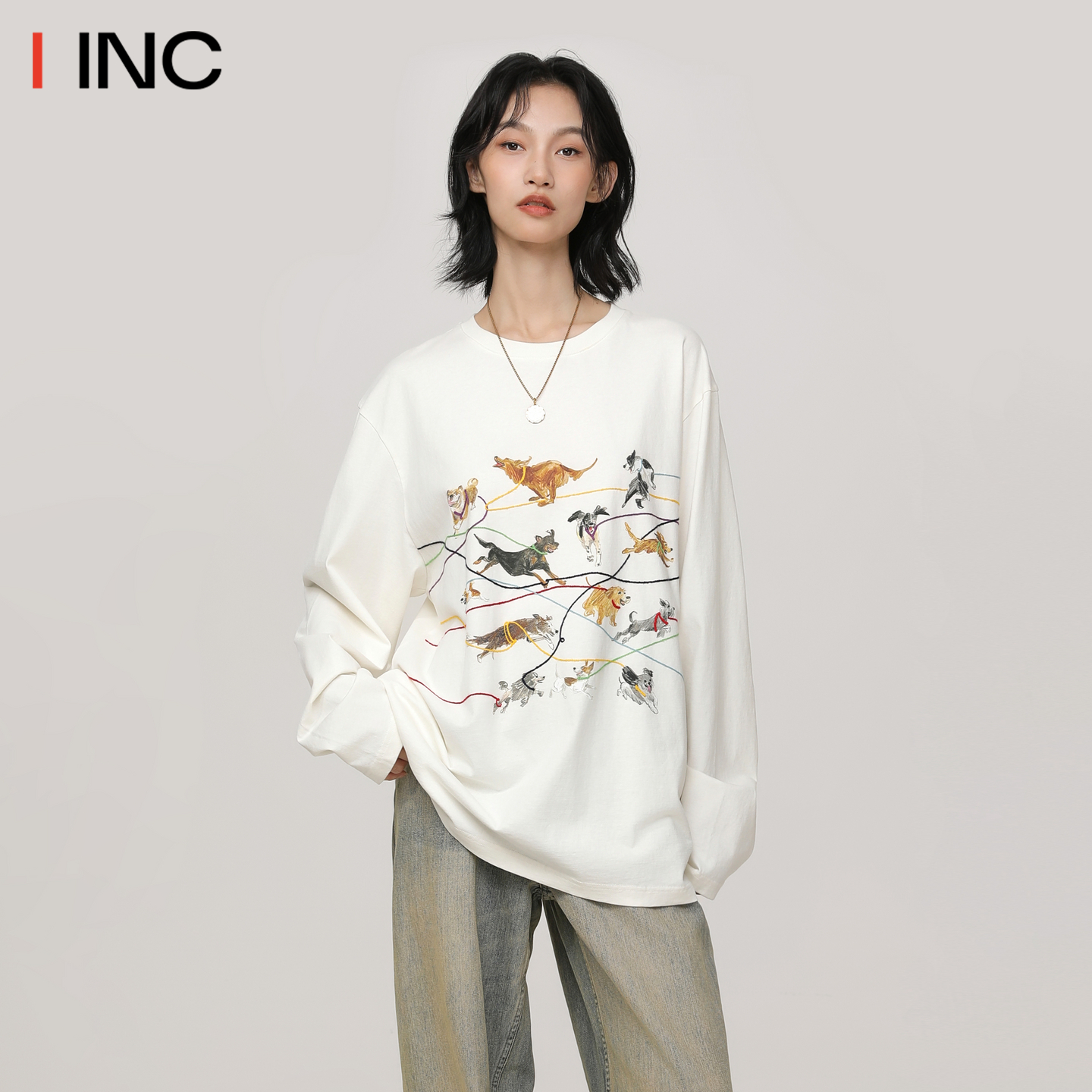 ICEDUST奔跑小狗印花T恤