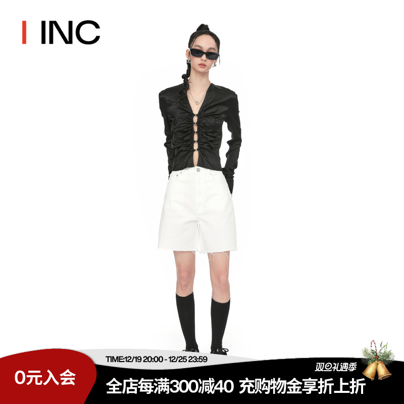 【IMMI 设计师品牌】IINC 23SS新款水洗宽松阔腿白色牛仔短裤女