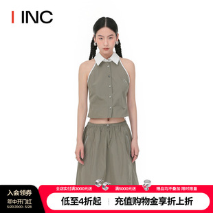 春夏拼色无袖 背心女上衣 短款 设计师品牌 IINC IMMI 修身