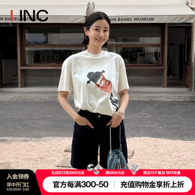 【SUNNEI 设计师品牌】IINC 24SS新款印花图案短袖T恤短款上衣女