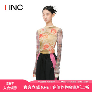 OPEN 设计师品牌 女 IINC 24SS玫瑰图案印花网纱皮肤衣长袖