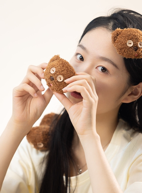 环球影业小黄人TIM熊毛绒发夹毛绒抓夹女生可爱发夹