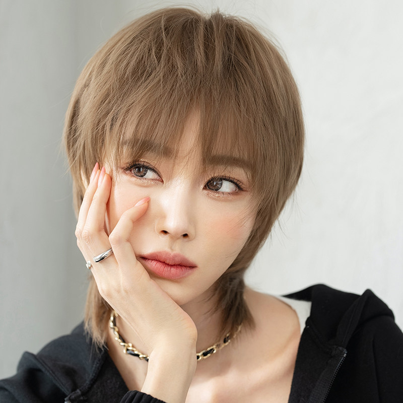 假发女时尚减龄短发整顶层次狼尾发套中性帅气简约男女透气全头套