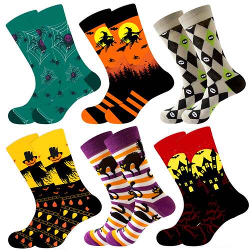 2023 NEW Halloween Pumpkin Bat Theme Socks Men Socks Cotton