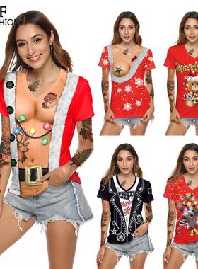 VIP FASHION Funny Xmas Print t Shirt Christmas T-shirts