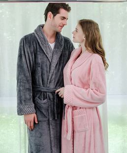 情侣睡衣 high quality winter pajamas gown women men bathrobe