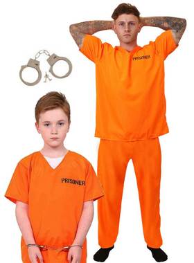 万圣节成人儿童橙色囚服cosplay服装 表演犯人监狱制服囚犯套装