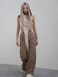 末日沙丘废土风连帽背心女不规则设计感欧美性感辣妹穿搭短款上衣