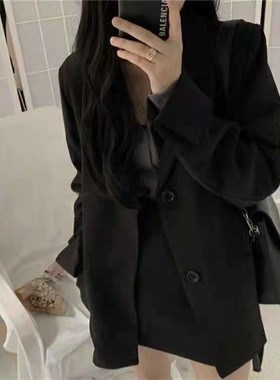 小香风黑色小西装女2021autumn women black blazer coats jacket