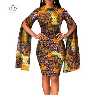 定制民族风长袖 全棉非洲蜡染布印花裙African dress skirt 连衣裙