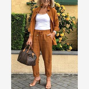 pants harem ninth cotton women 2022 suit linen